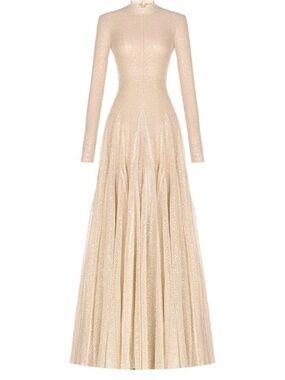 Cult MIA, Monstand inspired Erytheia Gown,Champagne Maxi Evening Dress